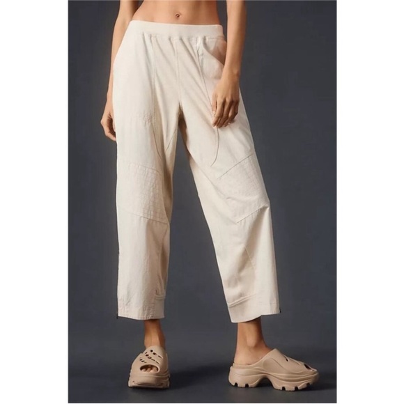 DAILY PRACTICE x ANTHROPOLOGIE straight-leg ankle pants wide leg cream size m - Picture 2 of 7